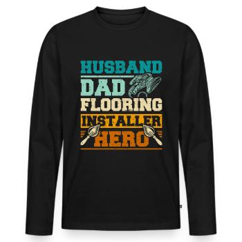 Husband dad flooring installer hero - Men's Premium Organic Long Sleeve Shirt - black - Front - Nico (187cm)