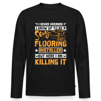 Sexy flooring installer - Männer Premium Bio Langarmshirt - Schwarz - Vorne - Nico (187cm)