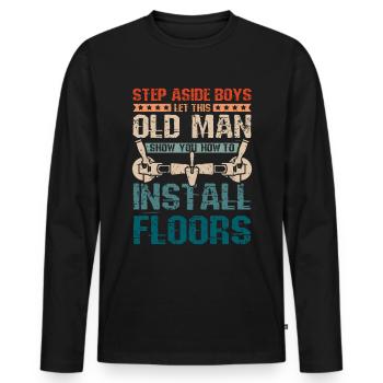 Old man flooring installer - Männer Premium Bio Langarmshirt - Schwarz - Vorne - Nico (187cm)