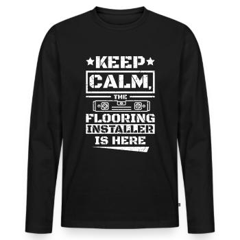 Keep calm the flooring installer is here - Männer Premium Bio Langarmshirt - Schwarz - Vorne - Nico (187cm)