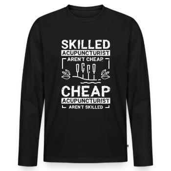 Les acupuncteurs qualifiés ne sont pas bon marché - T-shirt manches longues Premium bio Homme - noir - Devant - Nico (187cm)