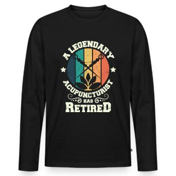 Un acupuncteur légendaire a pris sa retraite - T-shirt manches longues Premium bio Homme - noir - Devant - Nico (187cm)