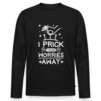I prick your worries away - Men's Premium Organic Long Sleeve Shirt - black - Front - Nico (187cm)