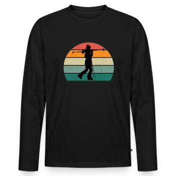 ski schi skifahrer skifahrerin winter schnee berge - Männer Premium Bio Langarmshirt - Schwarz - Vorne - Nico (187cm)