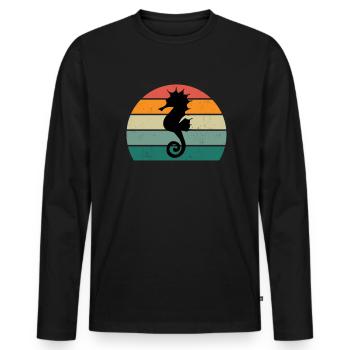 Hippocampes Eau Mer Océan Natation Chevaux - T-shirt manches longues Premium bio Homme - noir - Devant - Nico (187cm)