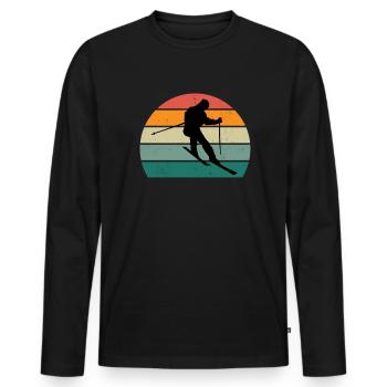 ski ski skieur skieur hiver neige montagnes - T-shirt manches longues Premium bio Homme - noir - Devant - Nico (187cm)