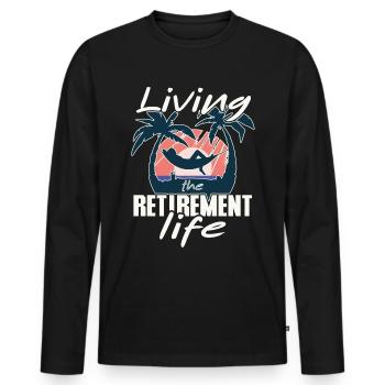Living the retirement life, pensioner in hammock - Men's Premium Organic Long Sleeve Shirt - black - Front - Nico (187cm)
