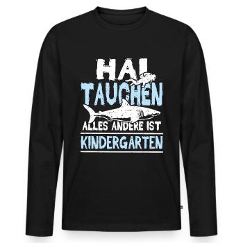Hai tauchen im Meer - Männer Premium Bio Langarmshirt - Schwarz - Vorne - Nico (187cm)
