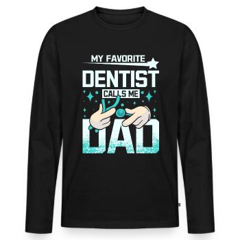 Mon dentiste préféré m’appelle papa - T-shirt manches longues Premium bio Homme - noir - Devant - Nico (187cm)