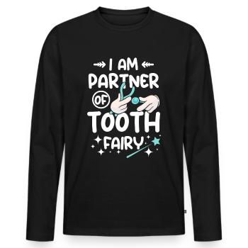 Je suis partenaire de la fée des dents - T-shirt manches longues Premium bio Homme - noir - Devant - Nico (187cm)