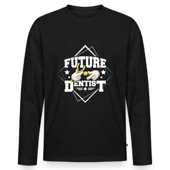 Futur dentiste - T-shirt manches longues Premium bio Homme - noir - Devant - Nico (187cm)
