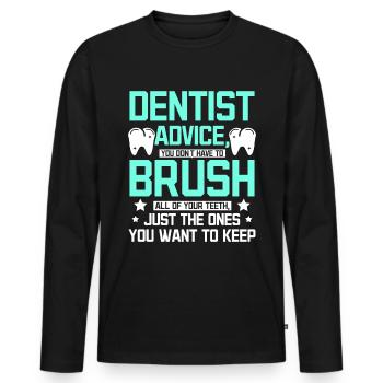 Drôle de conseils de dentiste - T-shirt manches longues Premium bio Homme - noir - Devant - Nico (187cm)