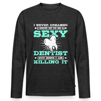 Dentiste sexy - T-shirt manches longues Premium bio Homme - anthracite chiné - Devant - Nico (187cm)