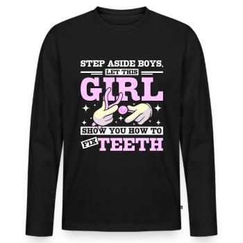 Laissez cette fille vous montrer comment réparer les dents - T-shirt manches longues Premium bio Homme - noir - Devant - Nico (187cm)