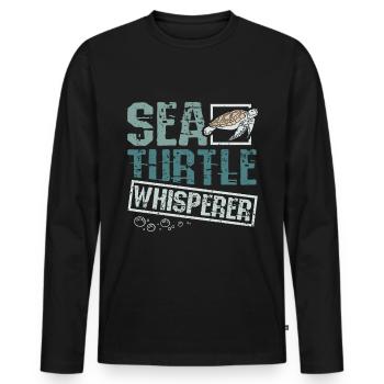 Sea turtle whisperer - Men's Premium Organic Long Sleeve Shirt - black - Front - Nico (187cm)
