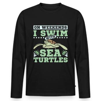 Je nage avec les tortues de mer - T-shirt manches longues Premium bio Homme - noir - Devant - Nico (187cm)