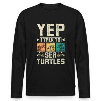Oui, je parle aux tortues de mer - T-shirt manches longues Premium bio Homme - noir - Devant - Nico (187cm)
