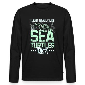 J’aime vraiment les tortues de mer ok? - T-shirt manches longues Premium bio Homme - noir - Devant - Nico (187cm)