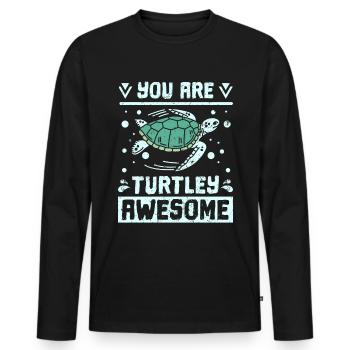 Vous êtes tortue génial - T-shirt manches longues Premium bio Homme - noir - Devant - Nico (187cm)