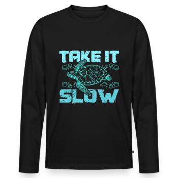 Sea turtle take it slow - Men's Premium Organic Long Sleeve Shirt - black - Front - Nico (187cm)