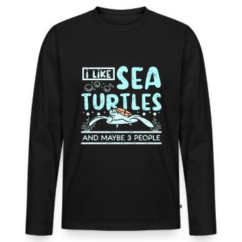 J’aime les tortues de mer et peut-être 3 personnes - T-shirt manches longues Premium bio Homme - noir - Devant - Nico (187cm)