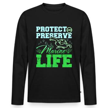 Protect and preserve marine life - Men's Premium Organic Long Sleeve Shirt - black - Front - Nico (187cm)