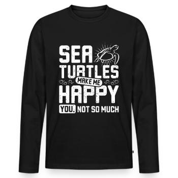 Les tortues de mer me rendent heureux vous pas tellement - T-shirt manches longues Premium bio Homme - noir - Devant - Nico (187cm)