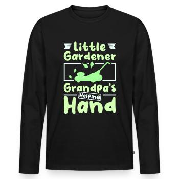 Little gardener grandpa's helping hand - Men's Premium Organic Long Sleeve Shirt - black - Front - Nico (187cm)
