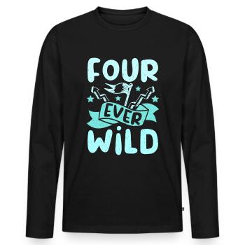 4th birthday four ever wild - Männer Premium Bio Langarmshirt - Schwarz - Vorne - Nico (187cm)