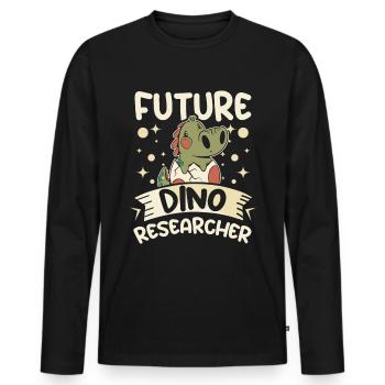 Enfants dinosaure futur dino chercheur - T-shirt manches longues Premium bio Homme - noir - Devant - Nico (187cm)