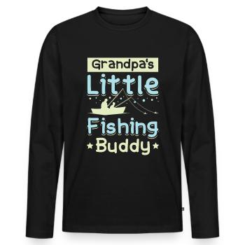 Grandpas little fishing buddy - Men's Premium Organic Long Sleeve Shirt - black - Front - Nico (187cm)