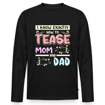 Je sais exactement comment taquiner maman et papa - T-shirt manches longues Premium bio Homme - noir - Devant - Nico (187cm)