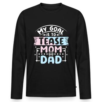 Mon but est de taquiner maman et papa - T-shirt manches longues Premium bio Homme - noir - Devant - Nico (187cm)