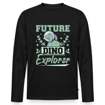Enfants dinosaures futur dino explorateur - T-shirt manches longues Premium bio Homme - noir - Devant - Nico (187cm)