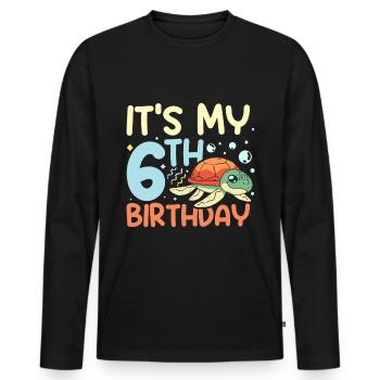 Kids turtle 6 years old It's my 6th birthday - Männer Premium Bio Langarmshirt - Schwarz - Vorne - Nico (187cm)