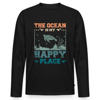 L’océan est mon endroit heureux - T-shirt manches longues Premium bio Homme - noir - Devant - Nico (187cm)