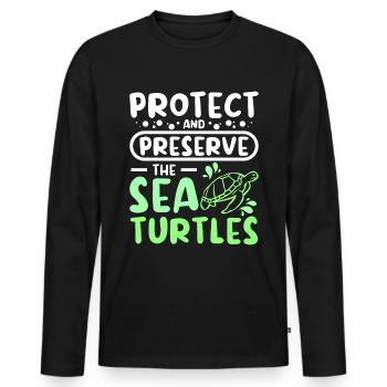 Protéger et préserver les tortues de mer - T-shirt manches longues Premium bio Homme - noir - Devant - Nico (187cm)
