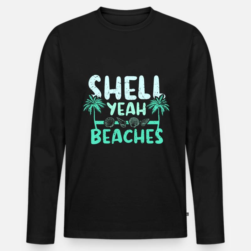 Shell yeah beaches - Männer Premium Bio Langarmshirt - Schwarz