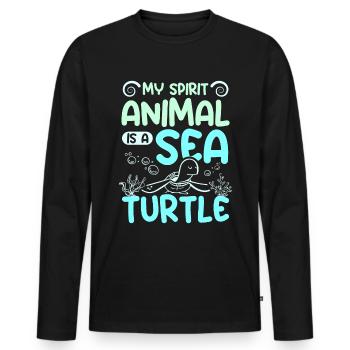 Mon animal spirituel est une tortue de mer - T-shirt manches longues Premium bio Homme - noir - Devant - Nico (187cm)