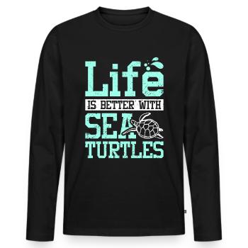 La vie est meilleure avec les tortues de mer - T-shirt manches longues Premium bio Homme - noir - Devant - Nico (187cm)