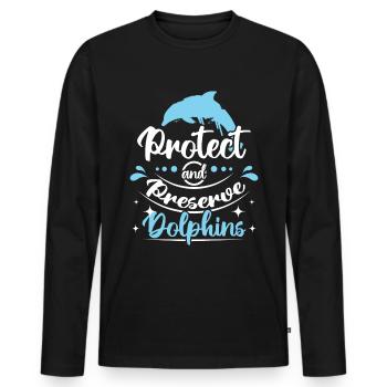 Protéger et préserver les dauphins - T-shirt manches longues Premium bio Homme - noir - Devant - Nico (187cm)
