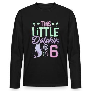 6 years this little dolphin is 6th birthday - Männer Premium Bio Langarmshirt - Schwarz - Vorne - Nico (187cm)