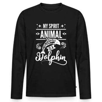 My spirit animal is a dolphin - Männer Premium Bio Langarmshirt - Schwarz - Vorne - Nico (187cm)
