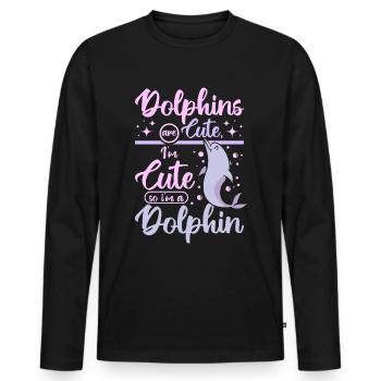 Les dauphins sont mignons je suis coupé donc je suis un dauphin - T-shirt manches longues Premium bio Homme - noir - Devant - Nico (187cm)