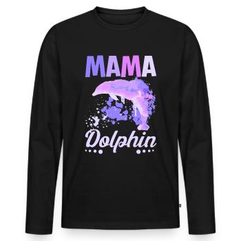 Mom Mother Mama Dolphin - Men's Premium Organic Long Sleeve Shirt - black - Front - Nico (187cm)