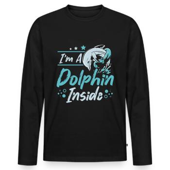 I'm a dolphin inside - Männer Premium Bio Langarmshirt - Schwarz - Vorne - Nico (187cm)