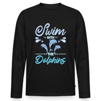 Swim with the dolphins - Männer Premium Bio Langarmshirt - Schwarz - Vorne - Nico (187cm)