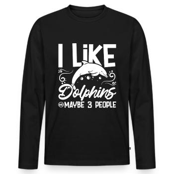 I like dolphins and maybe 3 people - Männer Premium Bio Langarmshirt - Schwarz - Vorne - Nico (187cm)