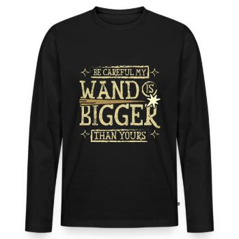 Attention ma baguette est plus grosse que la tienne - T-shirt manches longues Premium bio Homme - noir - Devant - Nico (187cm)