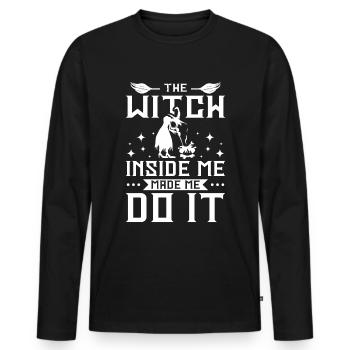 La sorcière en moi m’a fait le faire - T-shirt manches longues Premium bio Homme - noir - Devant - Nico (187cm)